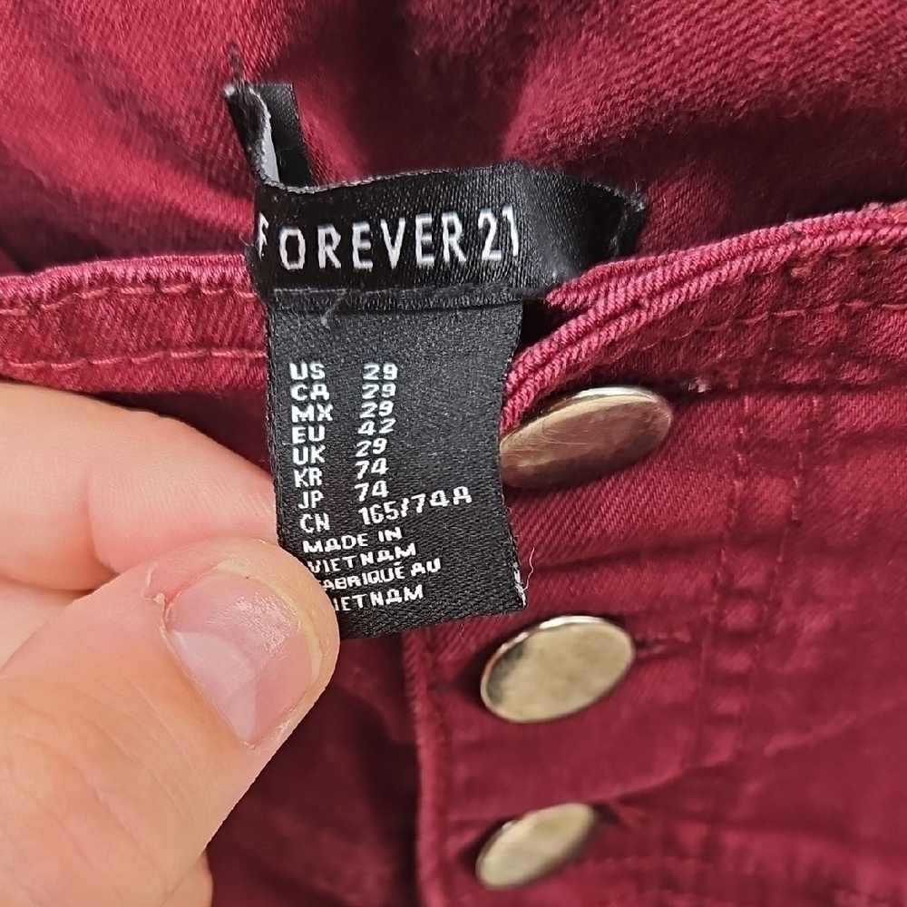 Forever 21 Maroon Hi Rise Jean - Picture 4 of 5